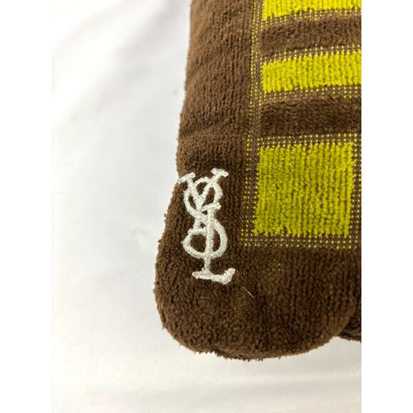 Vintage Yves Saint Laurent Fieldcrest YSL Retro Green Brown Small Pillow - Picture 2 of 10